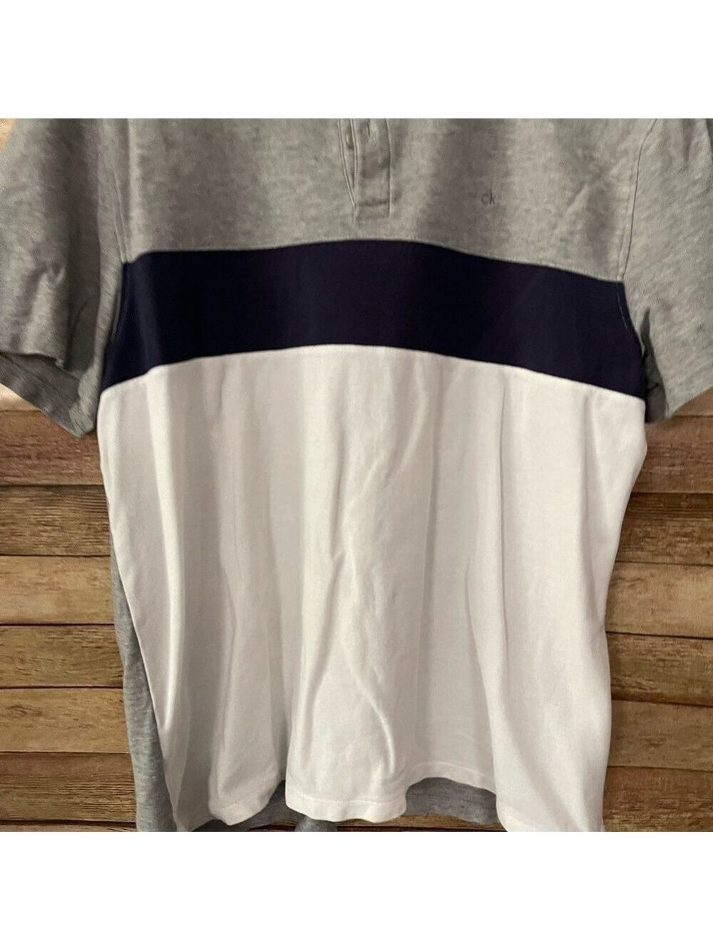 Calvin Klein Men's Polo T Shirt Striped Logo Short Sleeve Size: Large - Picture 2 of 7